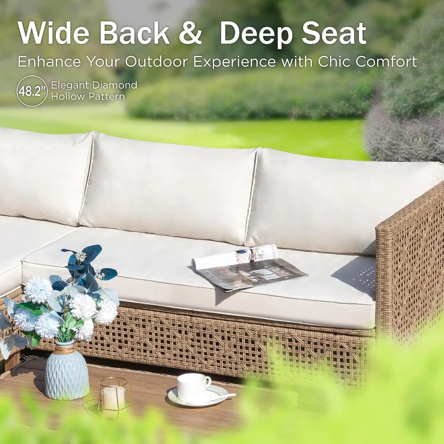 Contemporary Outdoor Sectional Wicker Patio Sofa Set