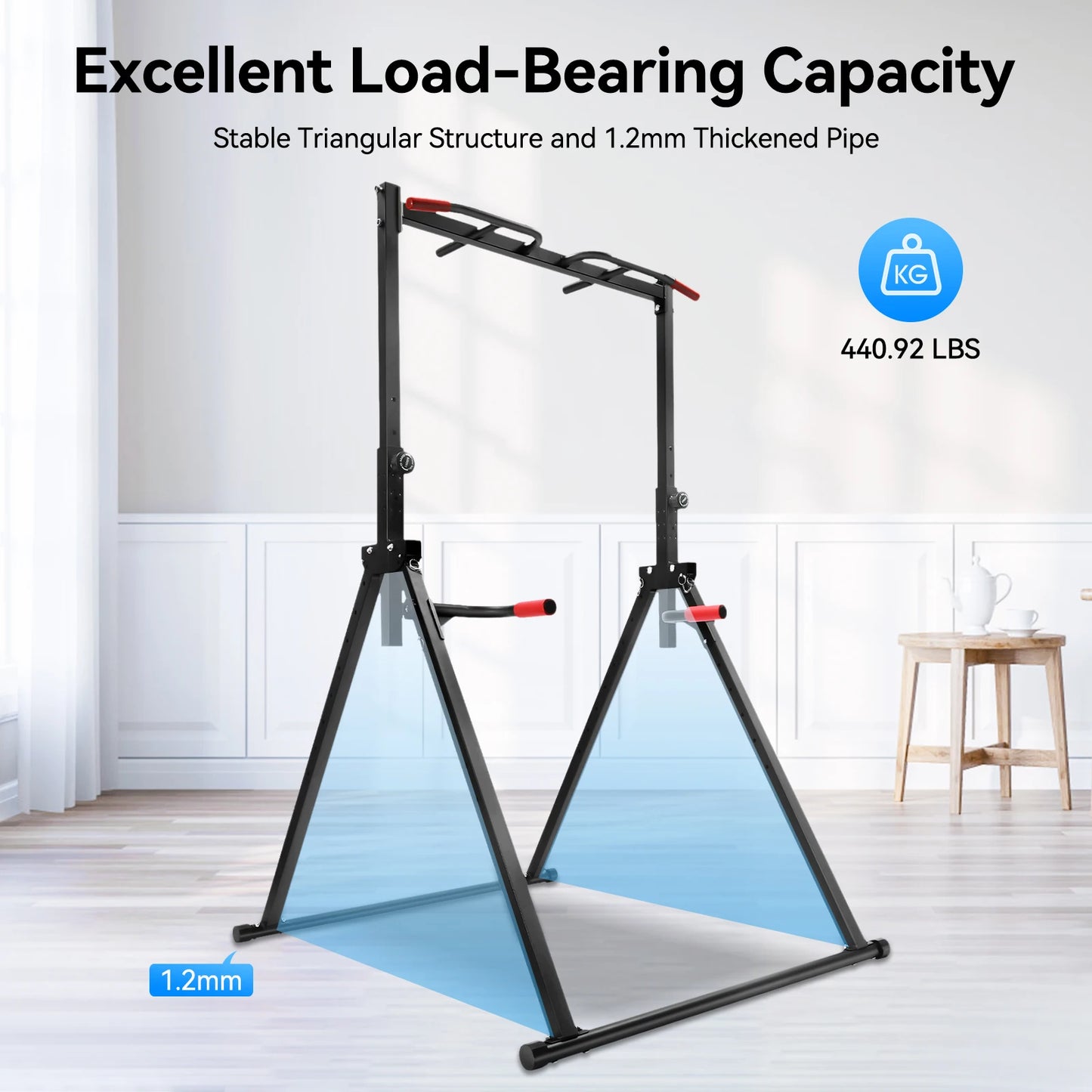 Adjustable Pull Up Bar 200kg Foldable Home Gym Station