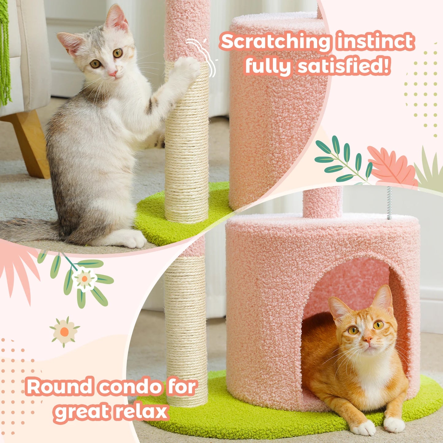 PEQULTI Flower Cat Tree for Indoor Cats With Plush Perches