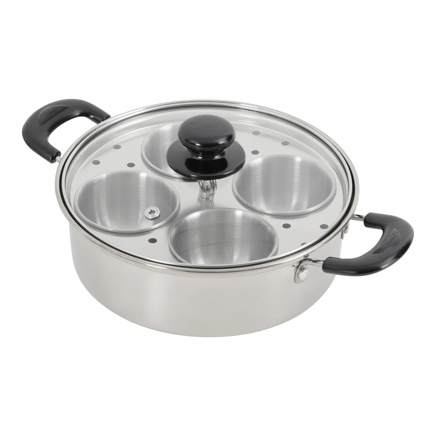 Bymaocar Stainless Steel Egg Steamer Pot With Glass Lid Rack