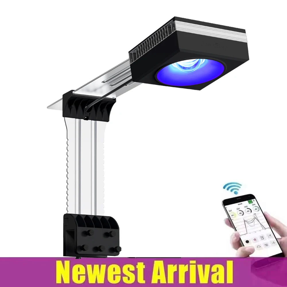 PopBloom-Marine Aquarium Light 60W/100W, Reef Aquarium LED Lamp for 30-70cm Reef Coral SPS LPS Saltwater Tank