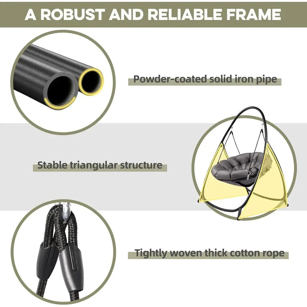 Hammock Hanging Chair with Stand Round-Shaped Swing Chair Indoor with Padded Cushion or Outdoor Bedroom Patio Balcony