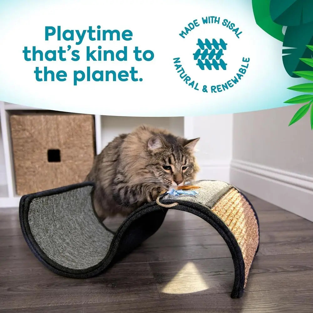 Dream Curl Carpet Cat Scratcher, Dual-Surface Cat Scratching Post, Lounge & Hide Scratchers for Cats & Kittens, Gray, Furniture