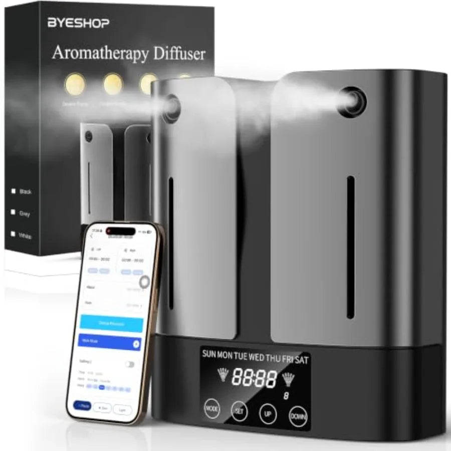Waterless Essential Oil Diffuser for Home/Hotel/Office Stainless Steel Body, Matte Black Finish, Ultra-Quiet Operation 3000 Sq.