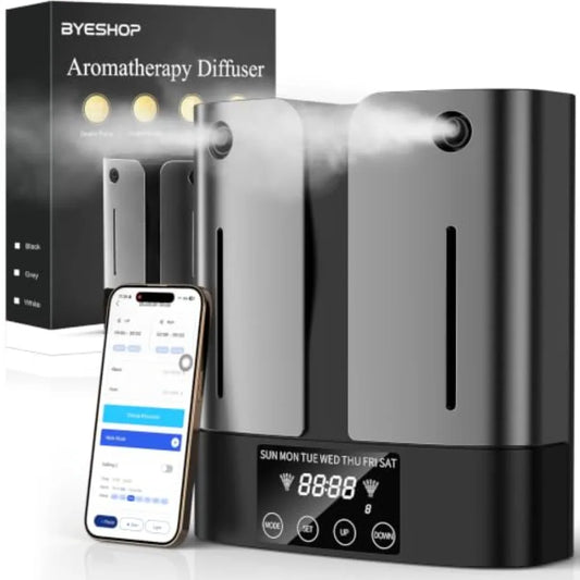 Waterless Essential Oil Diffuser for Home/Hotel/Office Stainless Steel Body, Matte Black Finish, Ultra-Quiet Operation 3000 Sq.