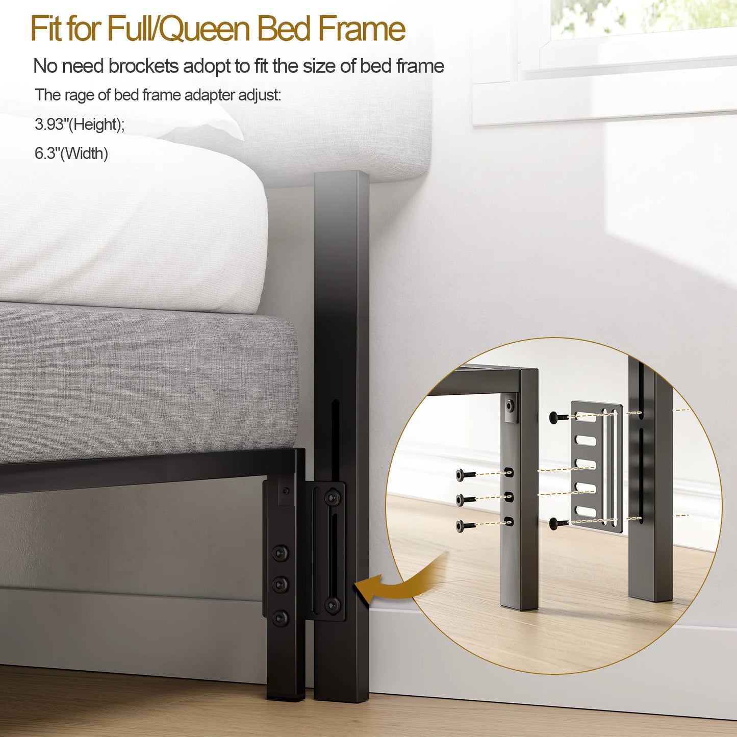 ONBRILL Adjustable Headboard Bed Frame Linen With RGB LED