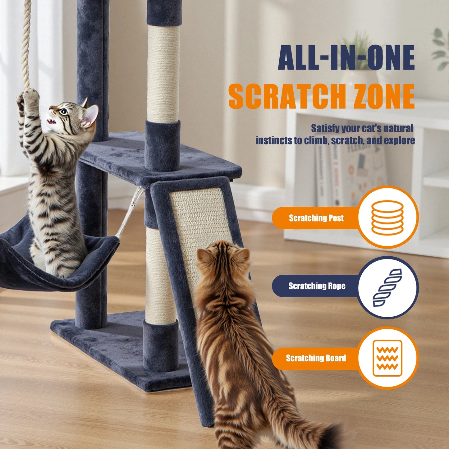 JHK Multi Level Cat Tree With Sisal Scratching Posts