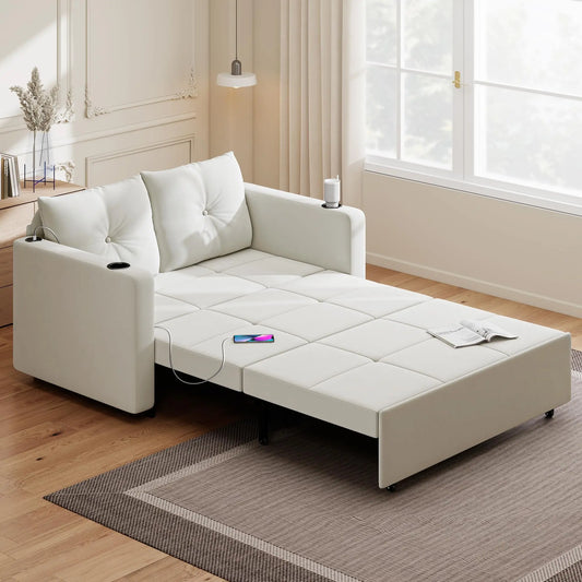 Krcix 3 In 1 Pull Out Sofa Velvet Convertible Loveseat