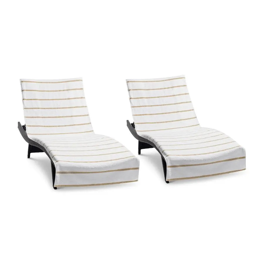 Striped Chaise Lounge Cover Set Of 2 Cotton Terry Durable