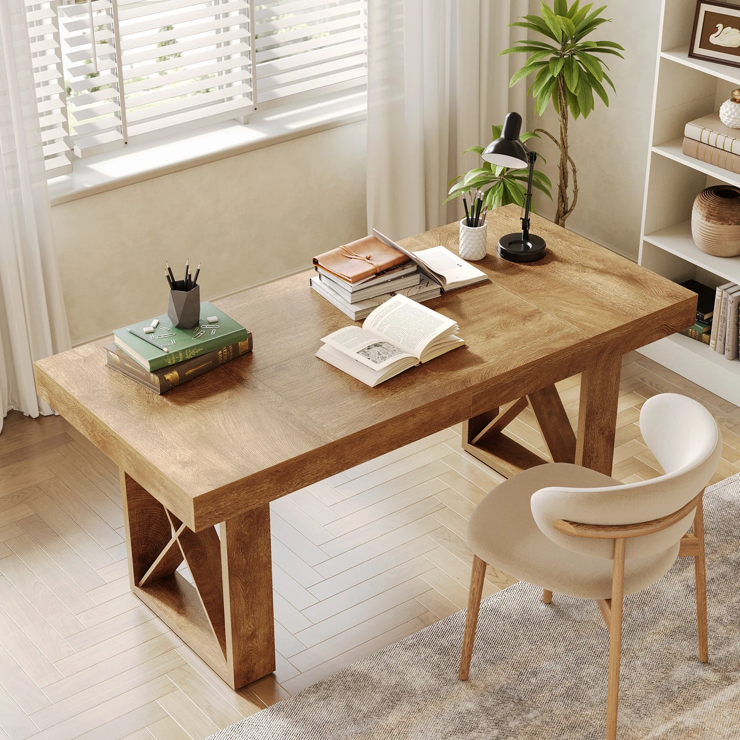 Tribesigns Dining Table For 4 To 6 People Farmhouse Rectangle