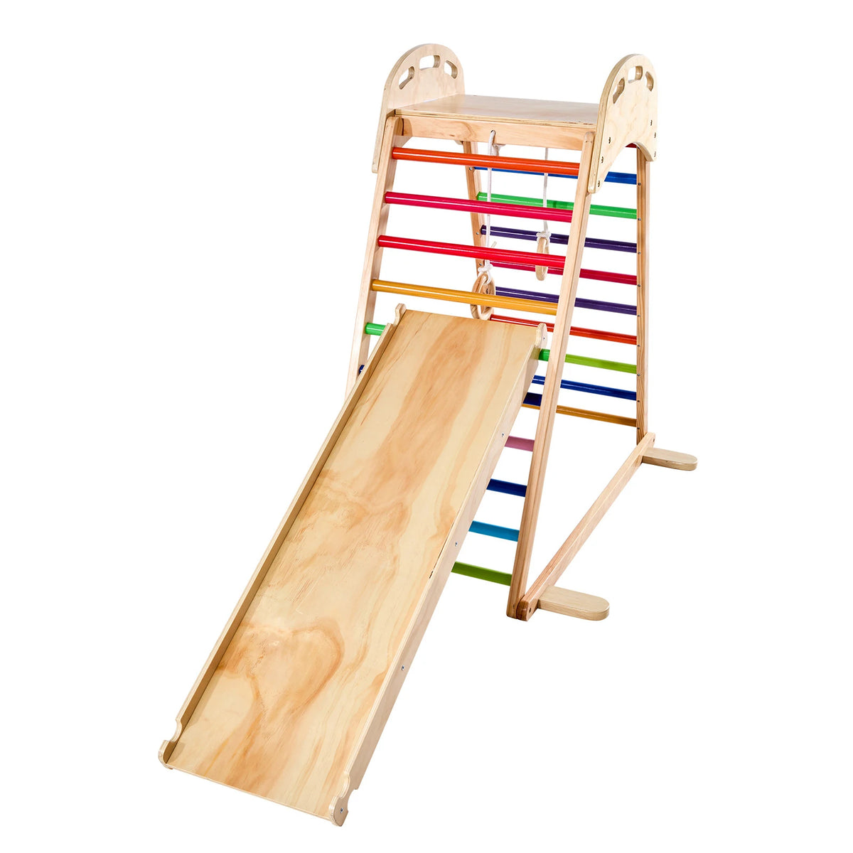 SucceBuy Indoor Wooden Playground Jungle Gym With Climbing Slide