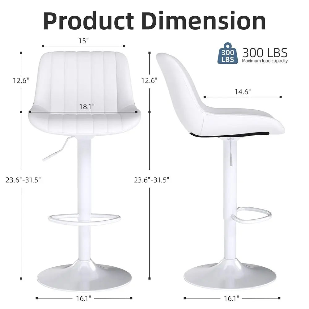 Bar Stools Set of 4, Swivel Counter Height Barstools with Back, Adjustable PU Leather Bar Chairs, Modern Armless Kitchen Island