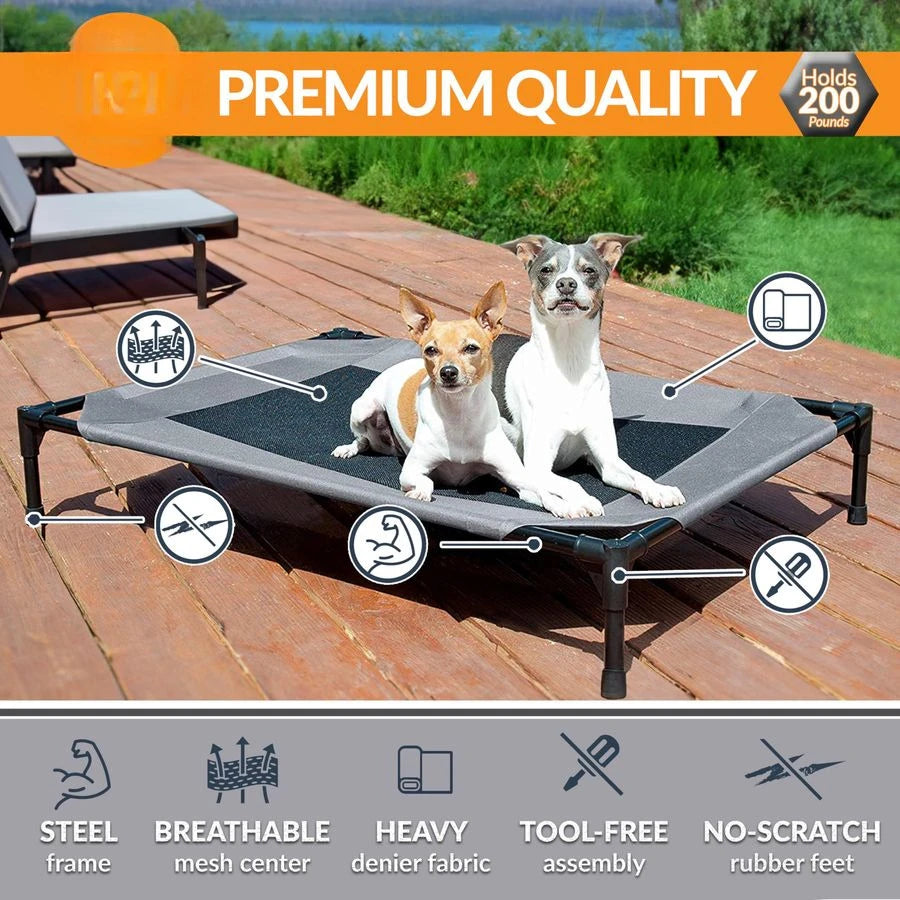 Outdoor Elevated Dog Cot With Breathable Mesh For Large Dogs
