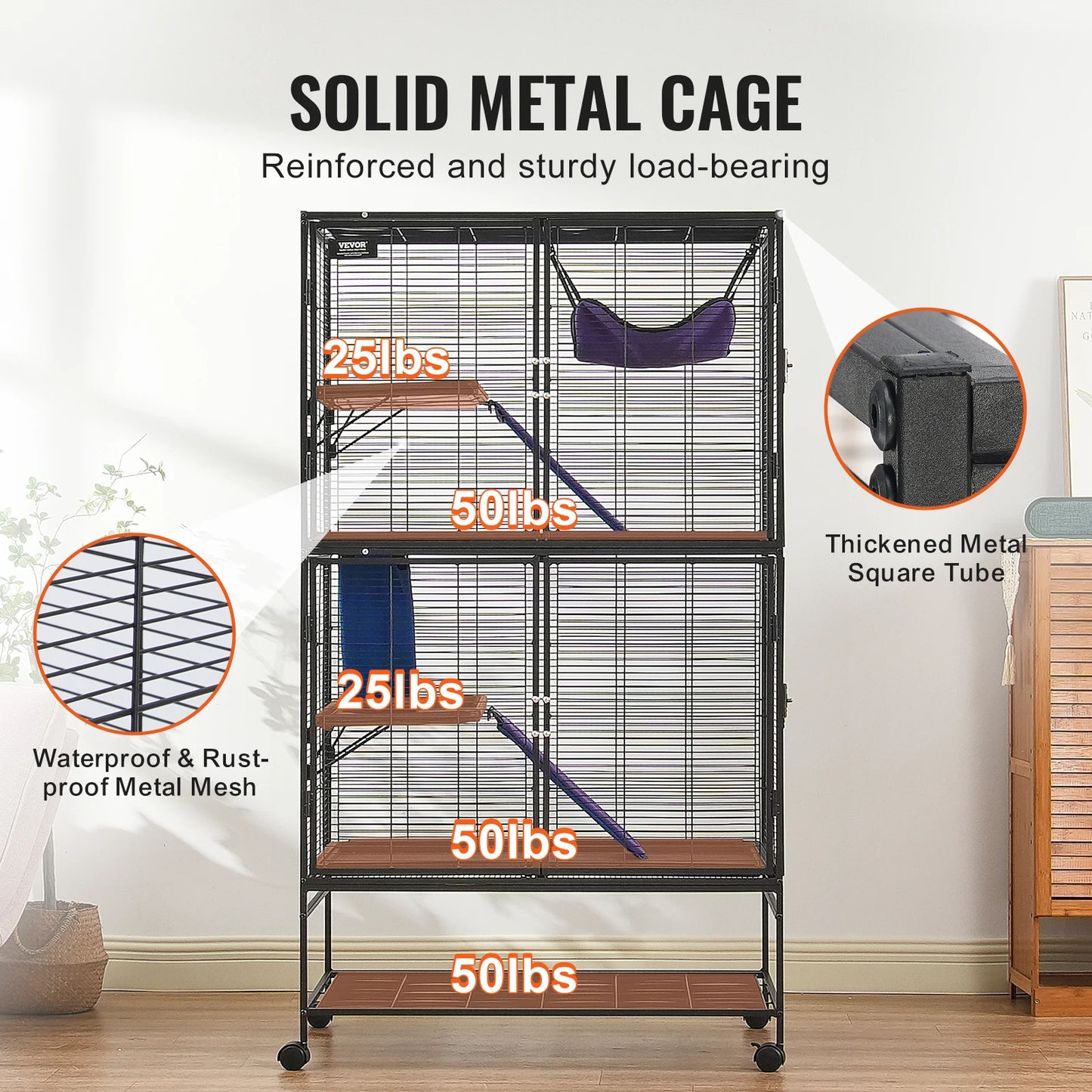 SucceBuy Rolling Metal Ferret Cage 4-Tier Critter Nation Small Pets