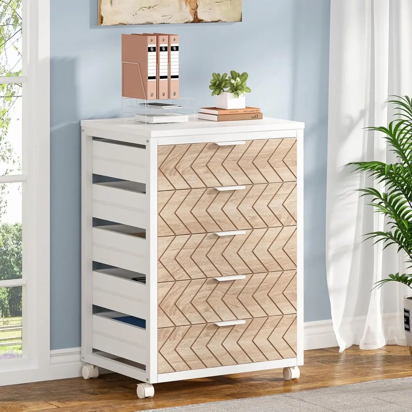 5-Drawer Rolling File Cabinet With Wheels For Home Office