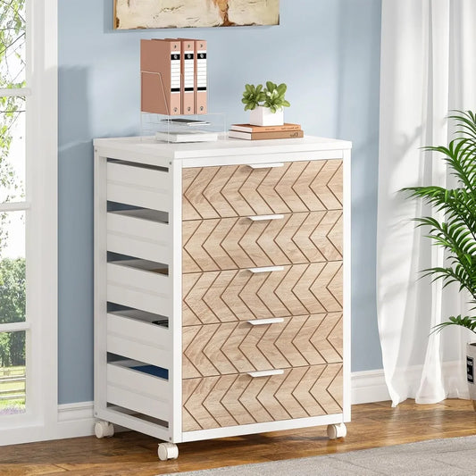 5-Drawer Rolling File Cabinet With Wheels For Home Office
