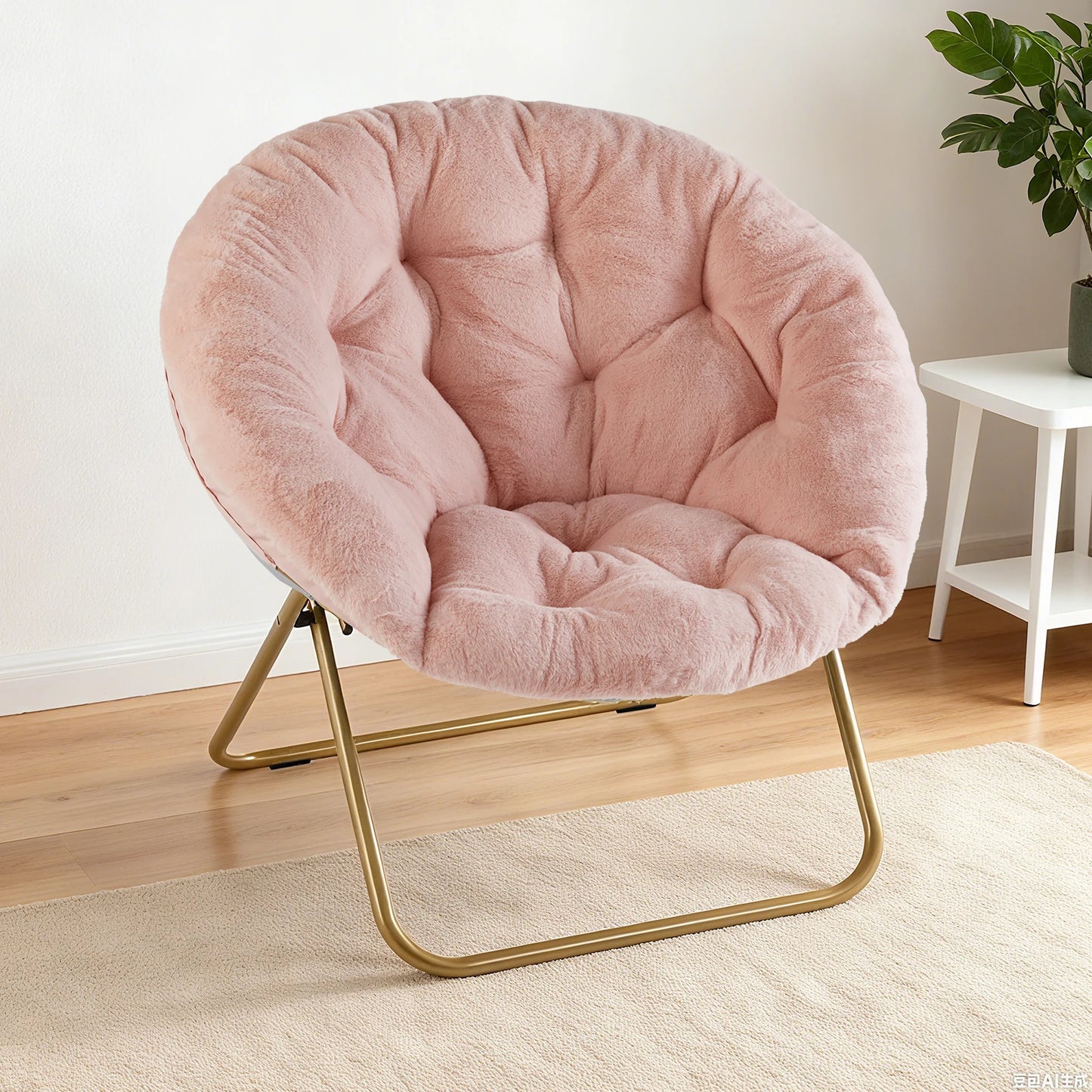 MCQ Ergonomic Faux Fur Folding Office Chair With Metal Frame