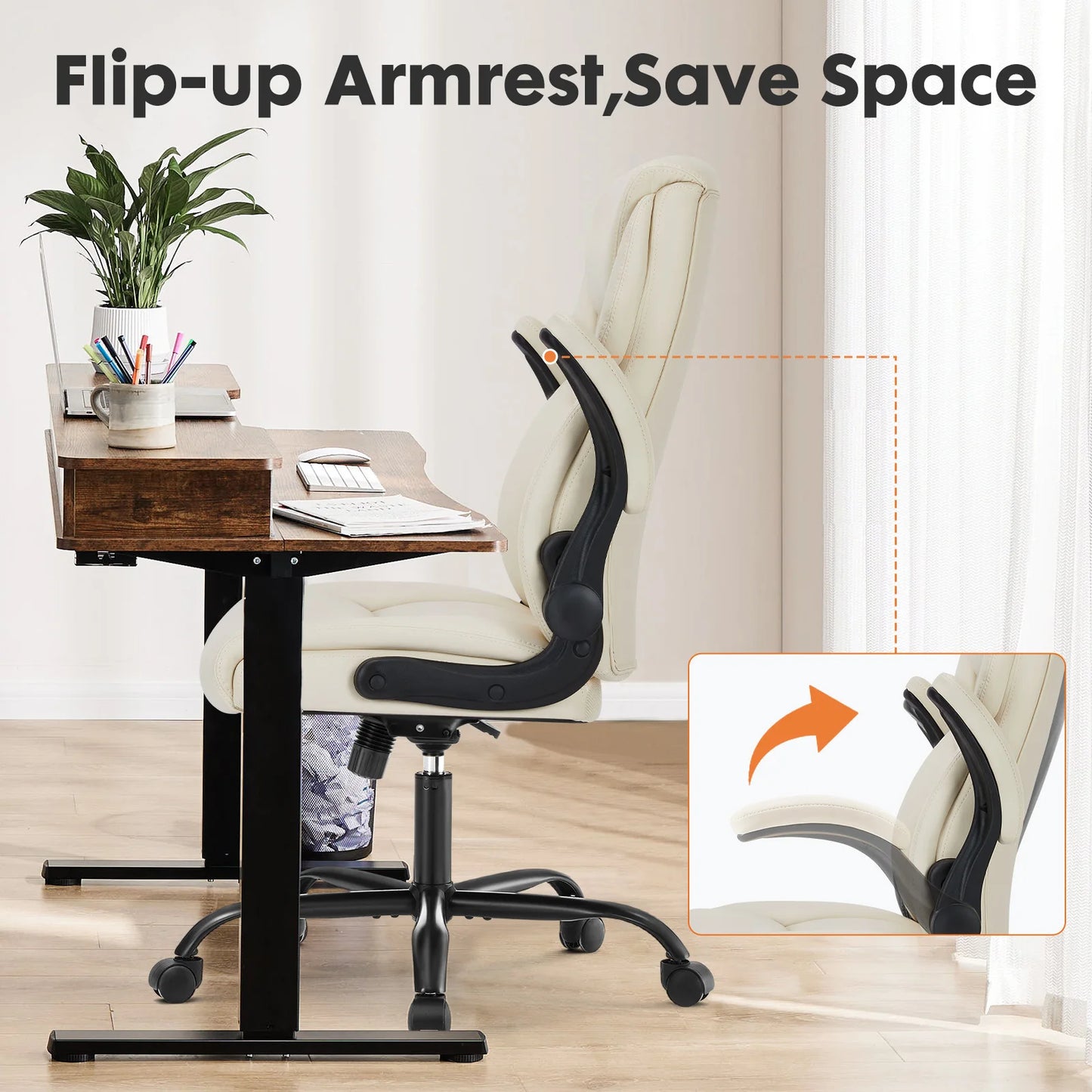 JHK Ergonomic Office Chair Heavy Duty With Flip Up Arms