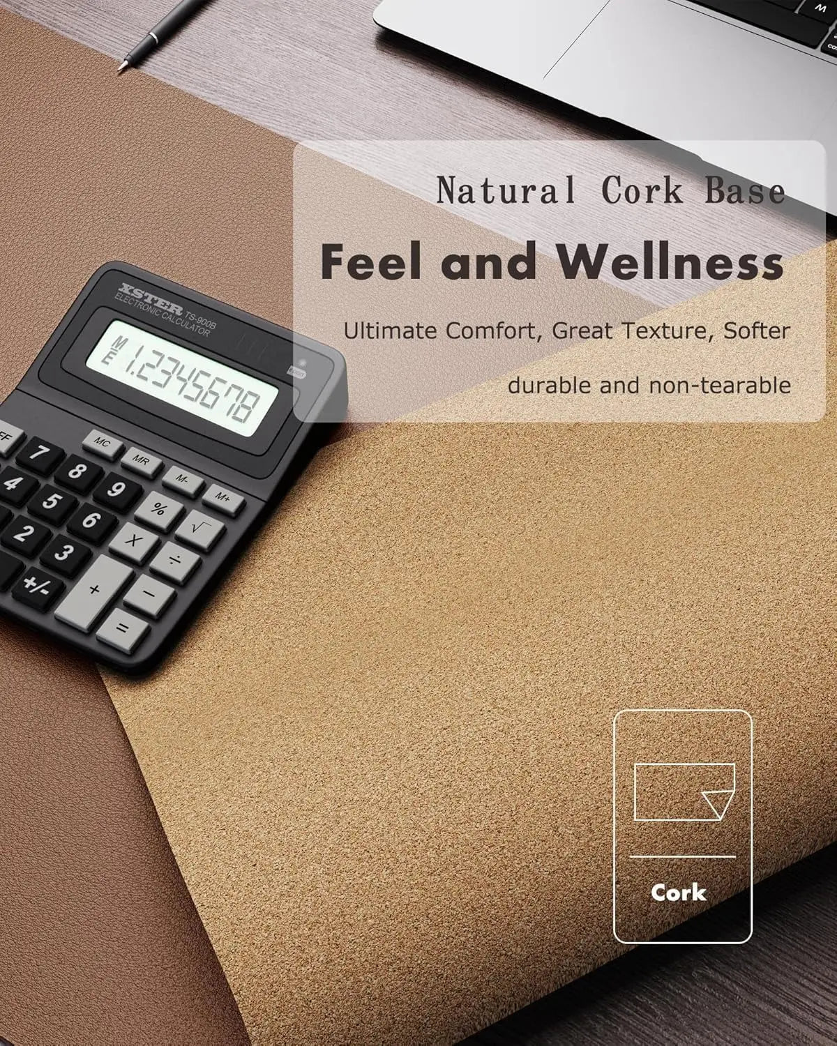 Double Sided Leather And Cork Waterproof Desk Pad For Office