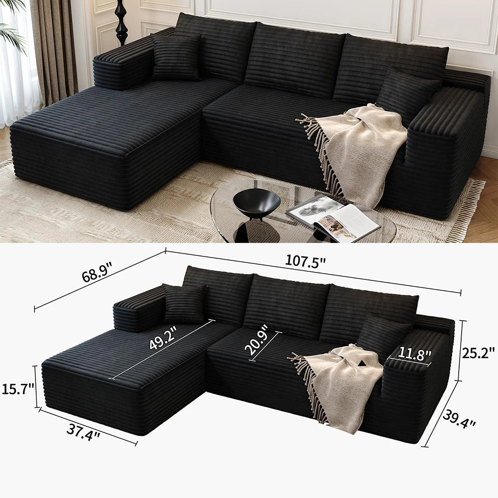 YQXH Cloud Style Corduroy Modular Sectional Sofa Cushions Memory Foam