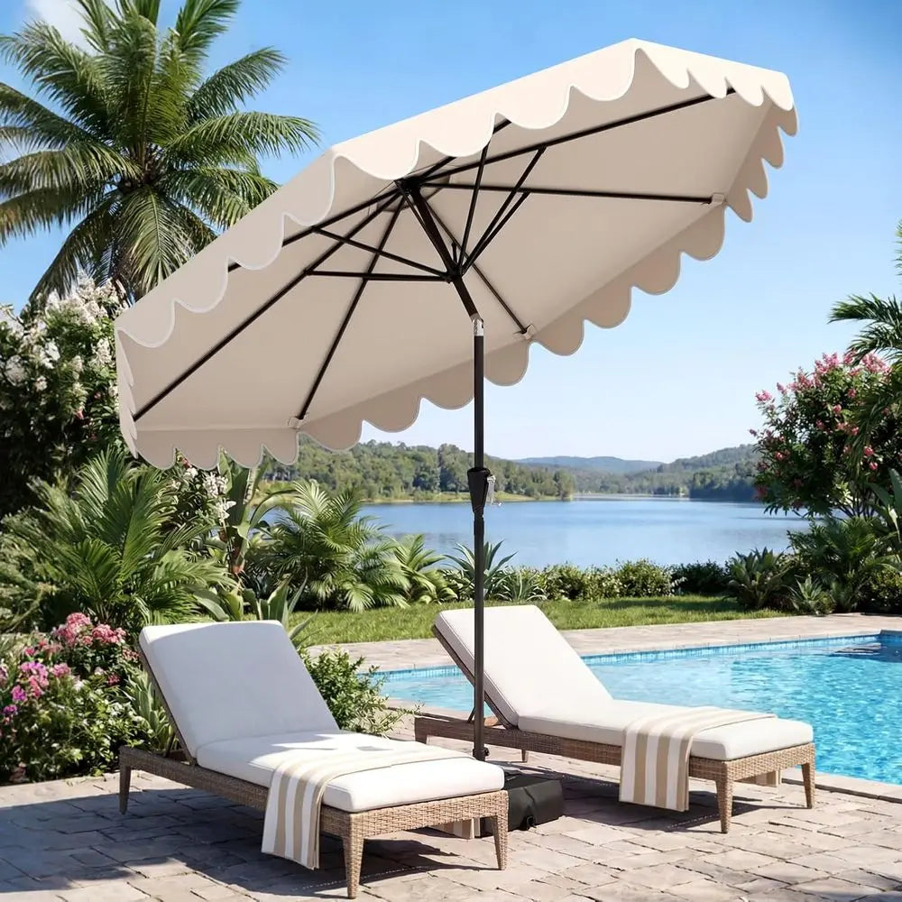 Patio Umbrella With Base Included, Adjustable Crank, 8-Rib Design