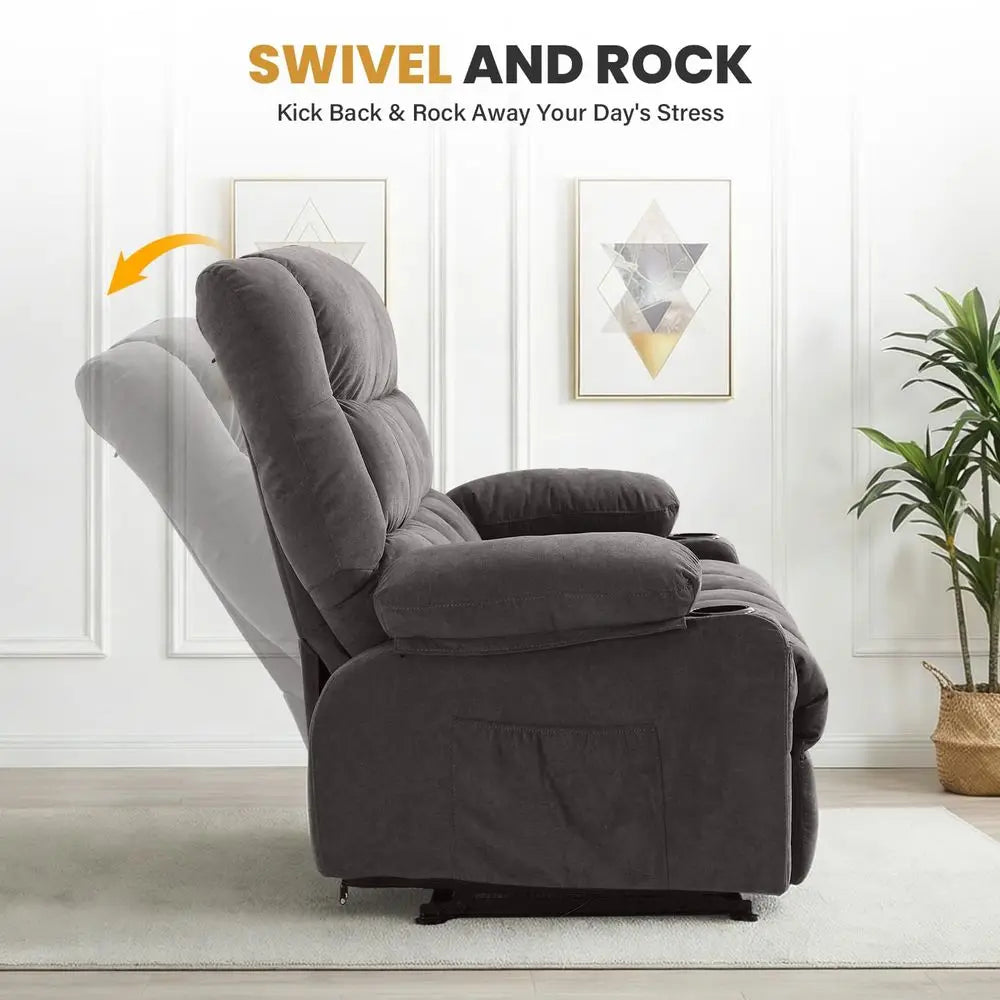 Reclining Sofa with Cup Holders for Living Room 3 Seat Manual Sofa Recliner with Side Pocket