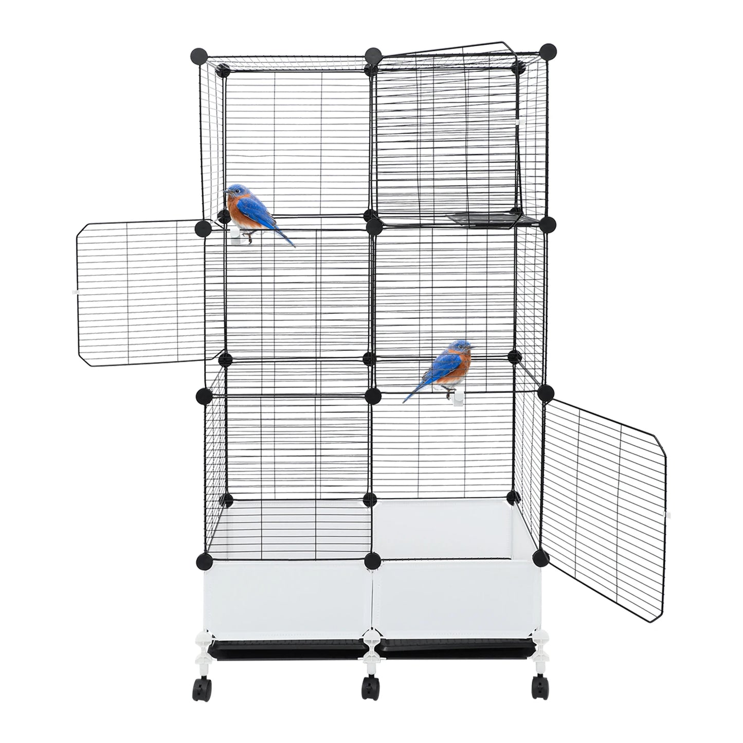Parrot Cage With Splash Guard And 6 Locking Wheels
