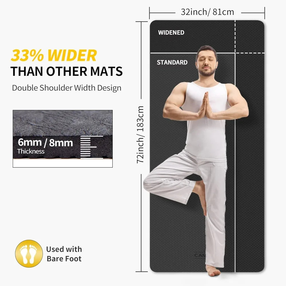 CAMBIVO TPE Yoga Mat Slip Resistant Extra Wide Workout