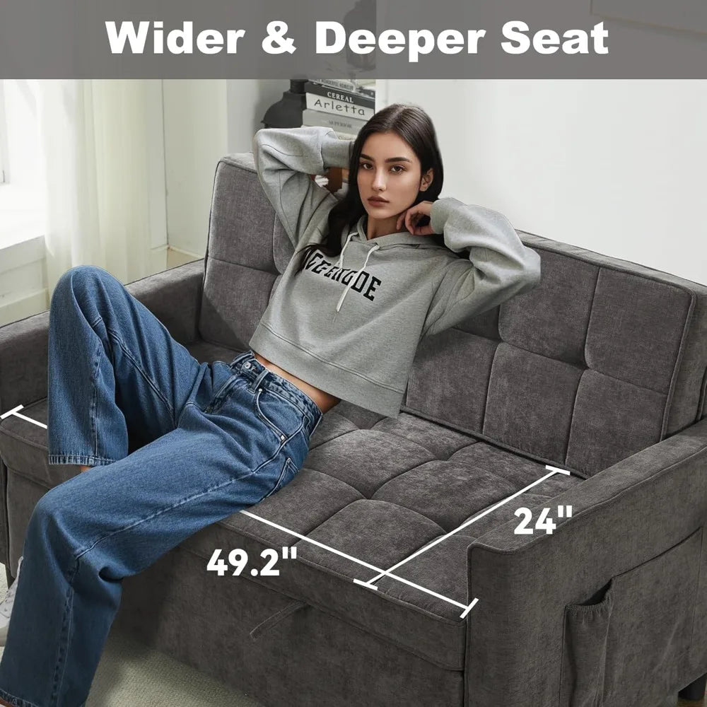 Convertible Sofa Bed With USB Charging And Adjustable Backrest