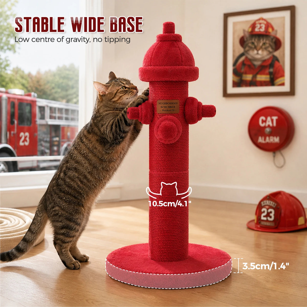 Fire Hydrant Sisal Cat Scratching Post Red Vertical Tall Cat Scratcher with Sisal Wrapped Post Cute Scratching Post for Indoor Cat Furniture Cat Toys