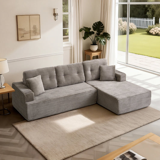 107'' Boneless Couch Cloud Sectional Couch Sofa Modular Comfy L-Shape Couch with Chaise for Living Room Sofas