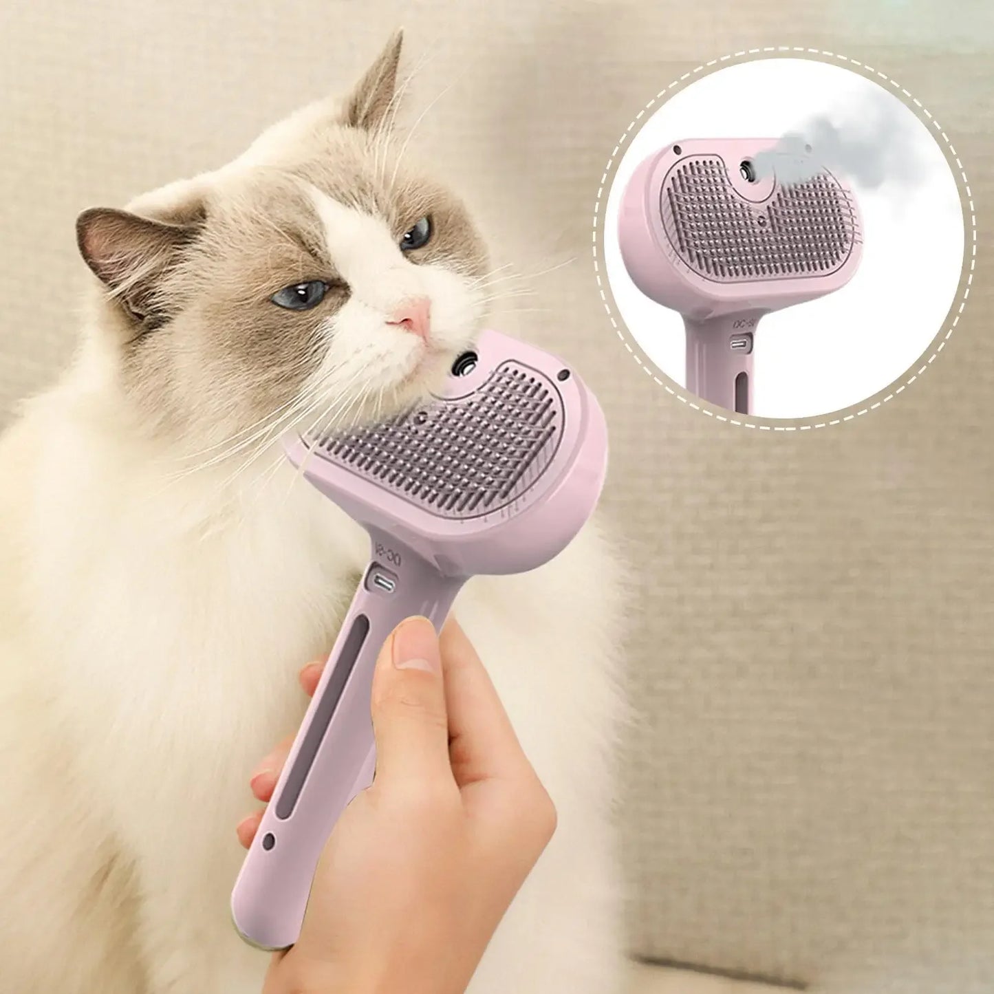 Steamy Dog Brush Electric Spray Cat Hair Massager For Grooming