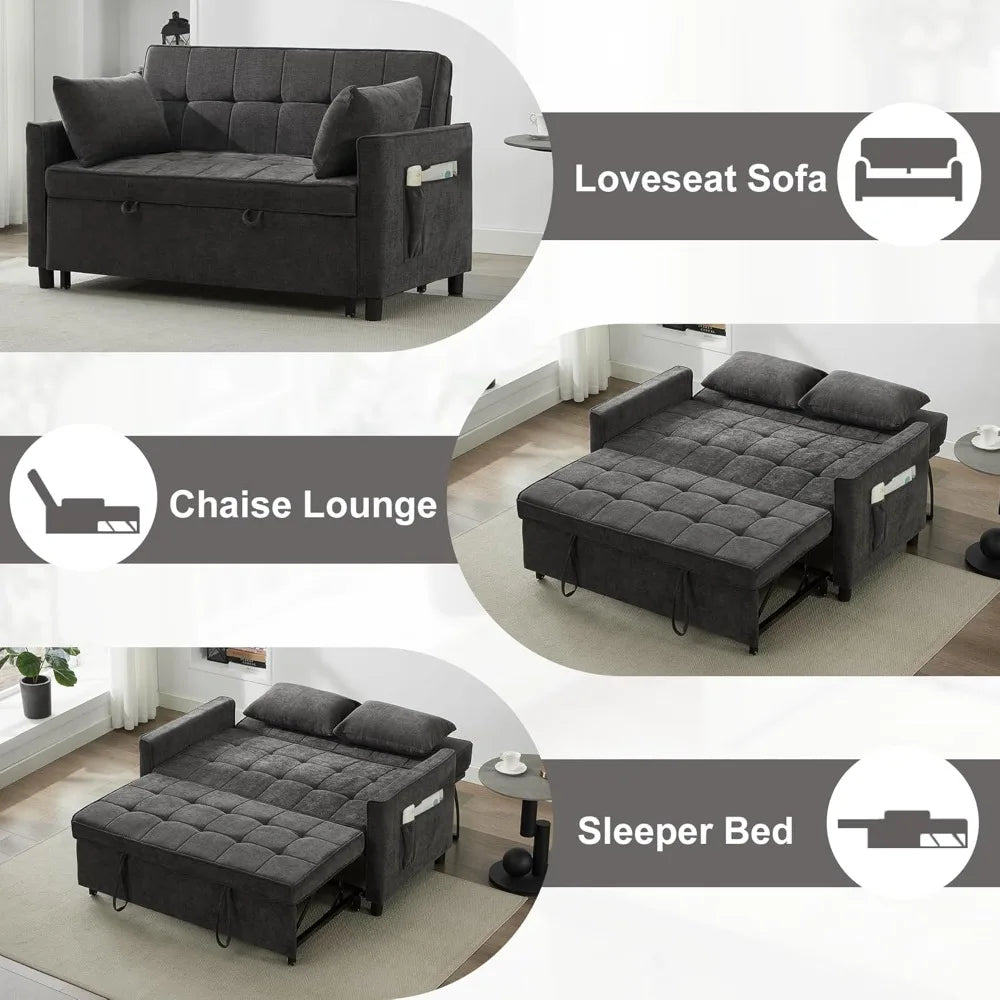 Convertible Sofa Bed With USB Charging And Adjustable Backrest