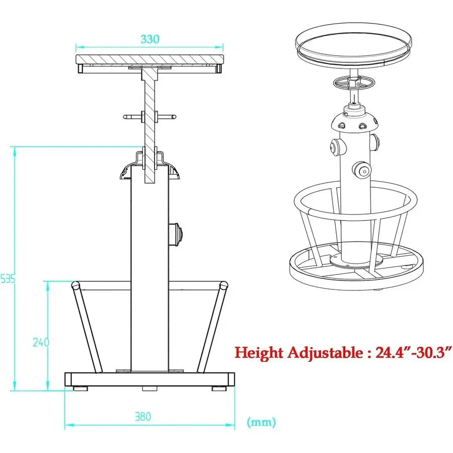 3 Piece Pub Bar Set Retro Round Bar Table and Stools for 2 Height Adjustable Pub Desk and Stools Match Bar Height and Counter B