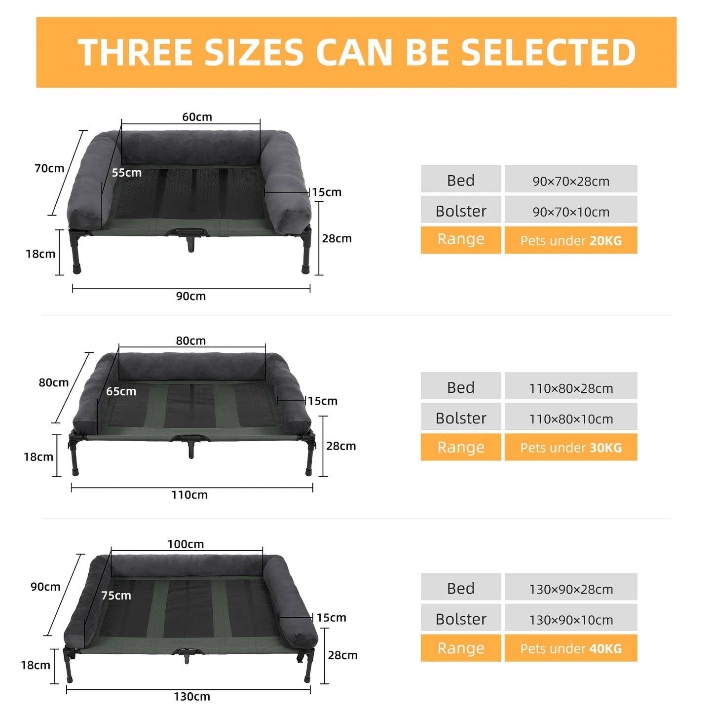 BINGOPAW Elevated Dog Bed Lounger With Detachable Plush Bolster