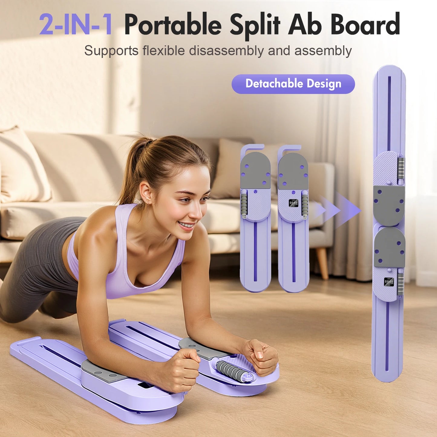 Portable Pilates Reformer Board With Resistance Bands LCD Display