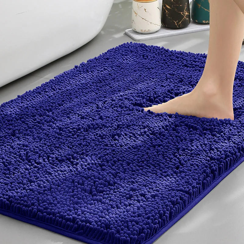 Ultra-Soft Chenille Plush Bath Mat, Super Absorbent, Machine Washable