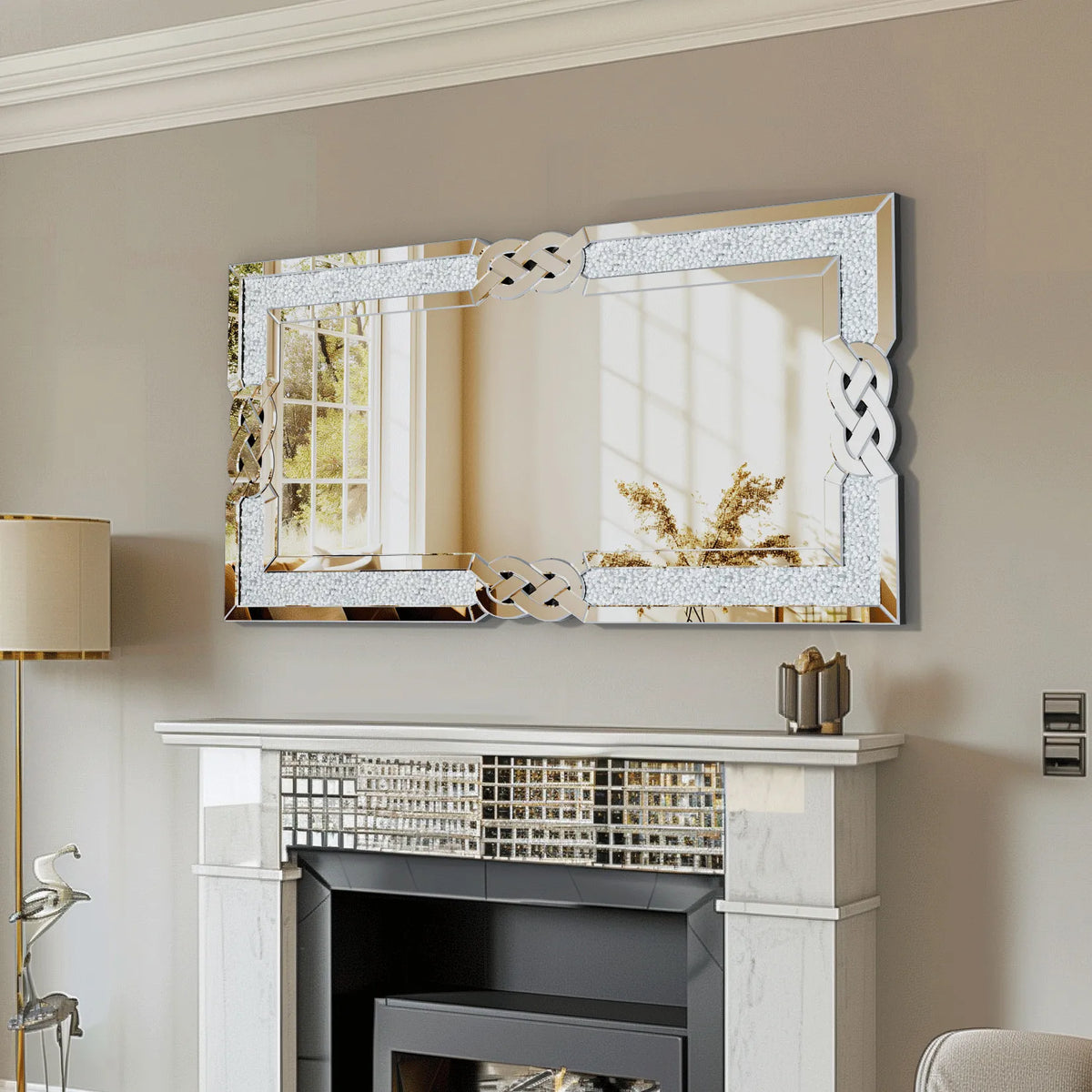 Wisfor Crushed Diamond Rectangular Wall Mirror For Modern Interiors