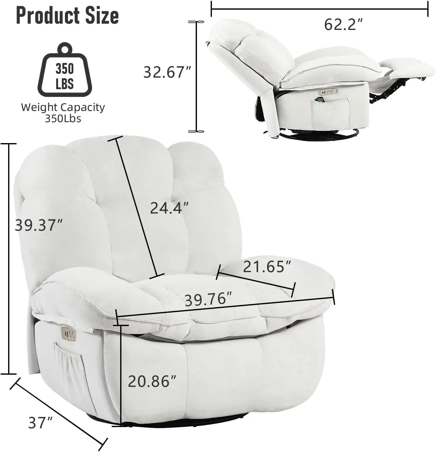 Power Recliner Chair Massage Rocker Recliner Chairs for Adults with Heated Oversized Rocker Swivel Chairs for Customized Comfort