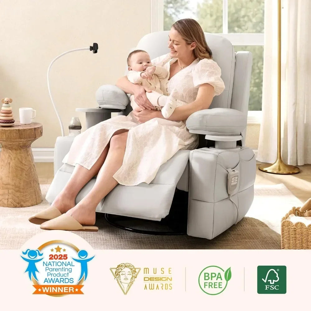 Pro Oversized Rocking Chair Nursery with Adjustable Armrests, Electric Glider Nursing Chair for, Customized