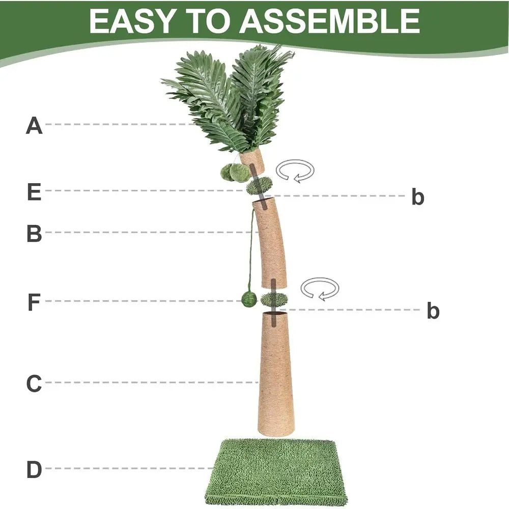 40 Tall Curved Design Cat Scratching Post with 3 Interactive Balls, Natural Sisal Rope for Indoor Cats Adults Kittens, Multi-Com