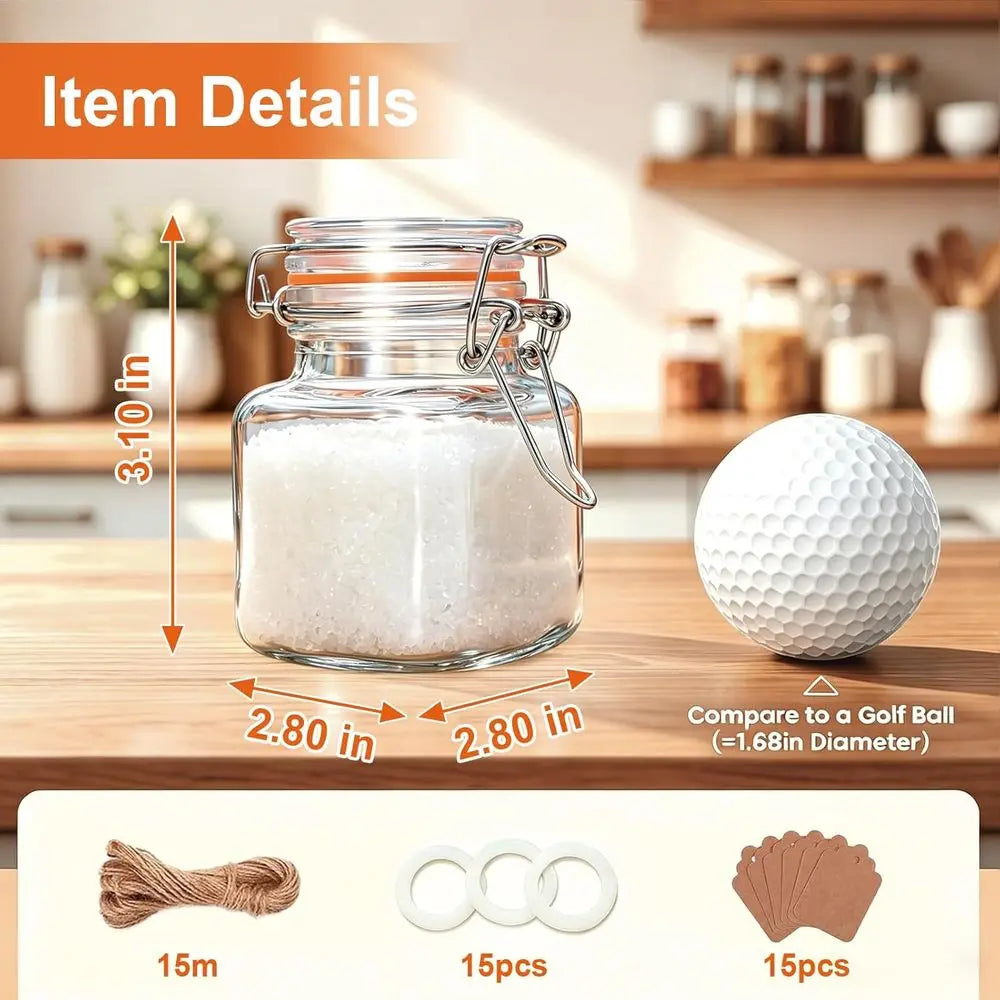 4oz Small Spice Jars with Lids, 15 Pack Airtight Glass Jars, Small Spice Containers Includes Labels & Rubber Gaskets for Kitchen
