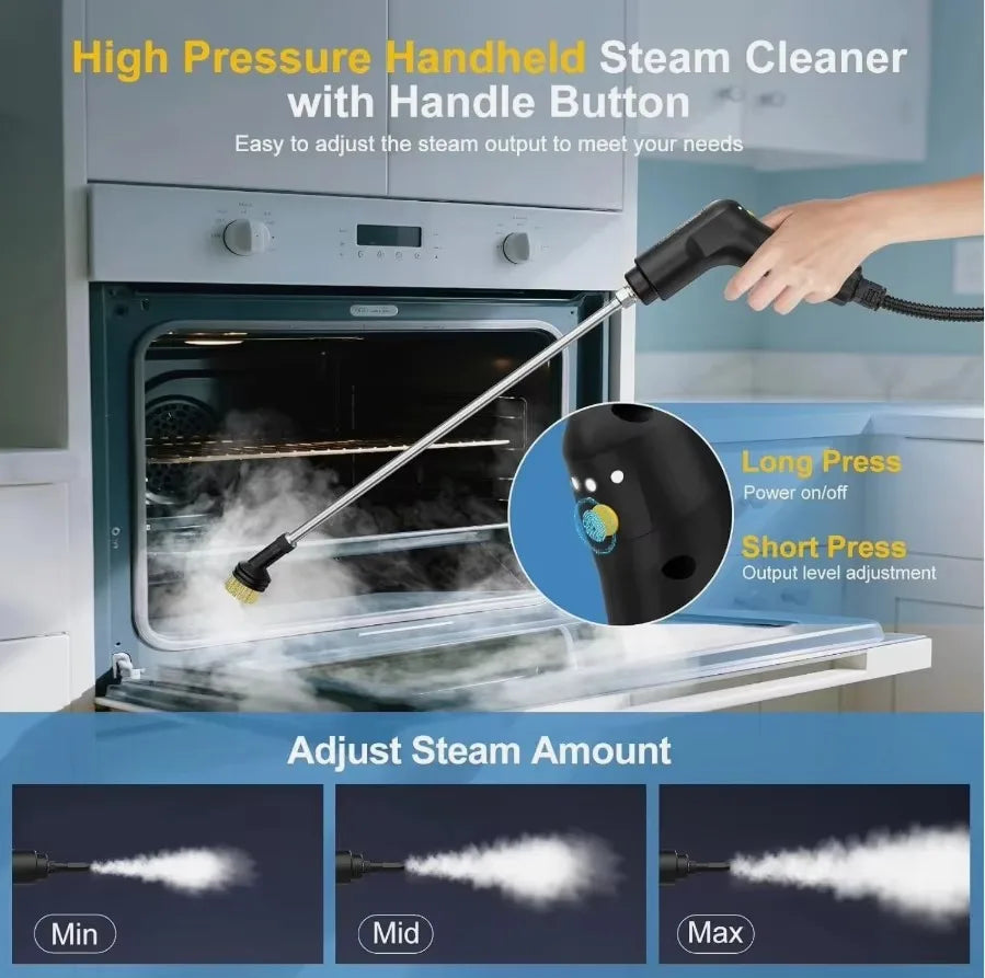 New Universal 2500W Handheld Steam Cleaner High Pressure Household Car Steam Cleaning Machine Portable Multi Purpose For Home Kitchen Bathroom Carpet Sofa Floor Window Tile Grime Removal Durable Easy Use With Nozzle Brush Sto