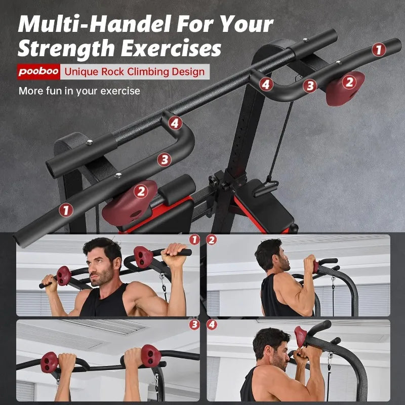 Pooboo Power Tower Dip Station and Pull Up Bar Multifunction