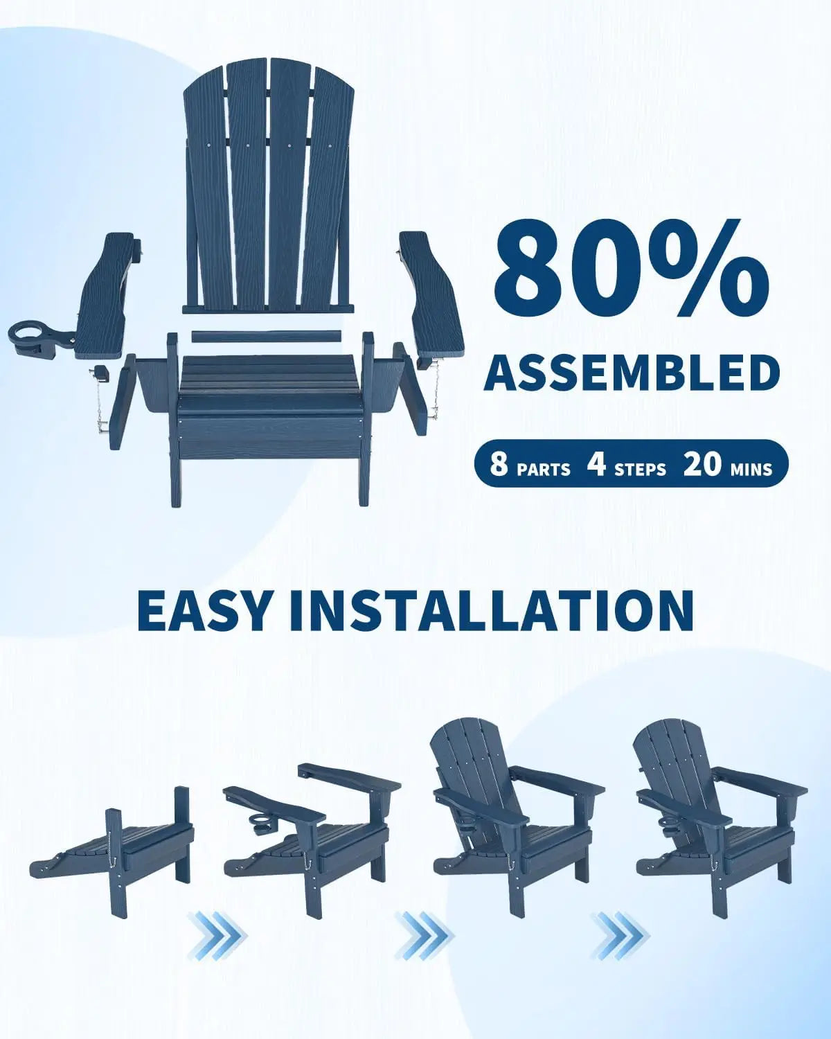 HiMISS Folding Chair Set With Side Table Outdoor Patio Furniture