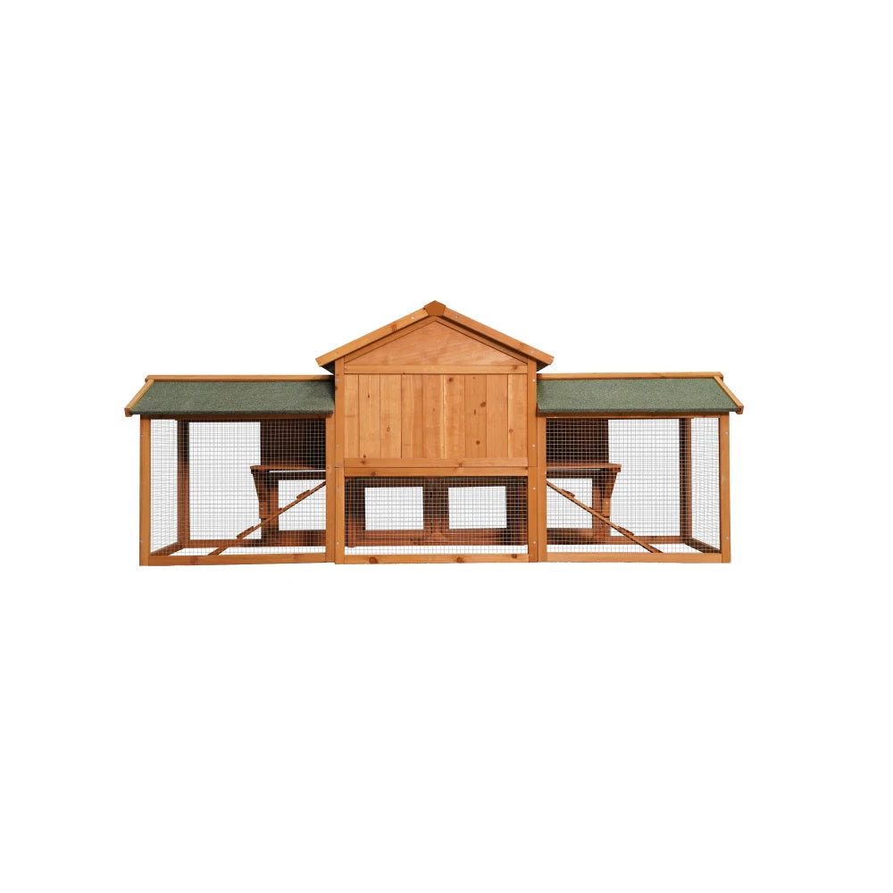 Extra Large Bunny Cage with 2 Runs House Small Animal Habitats for Guinea Pigs Hamster Removable Tray Two Tier Waterproof Roof