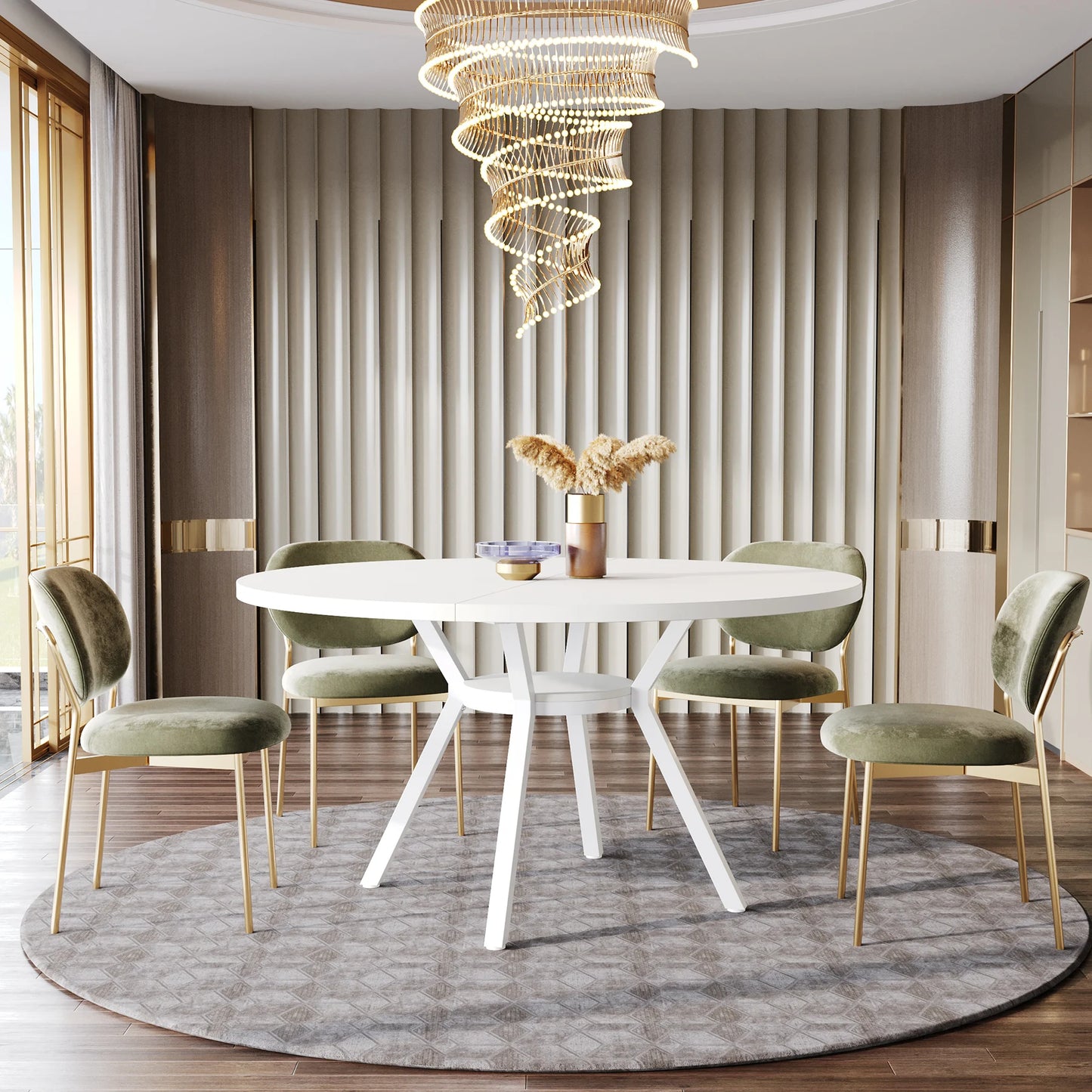 Tribesigns Round Wooden Dining Table With Sturdy Metal Base