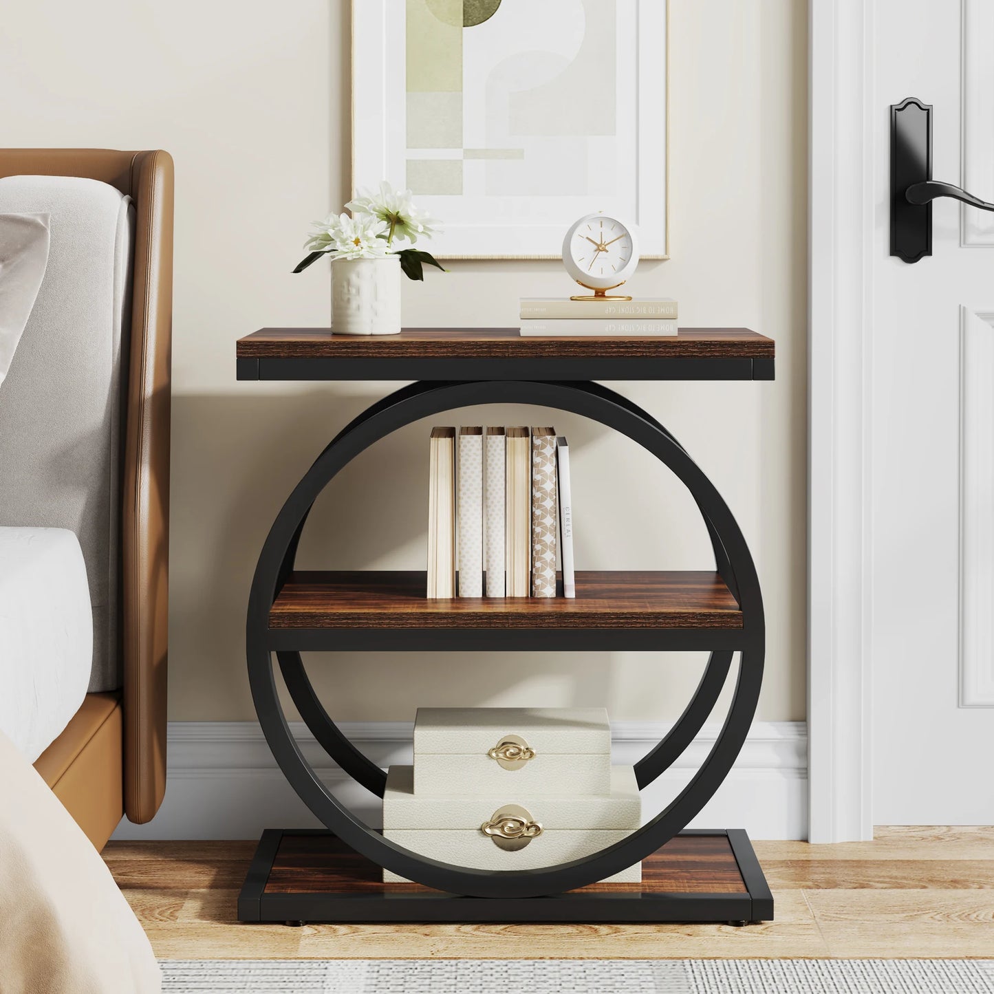 Tribesigns End Table With 3 Shelves Industrial Wood Sofa Table
