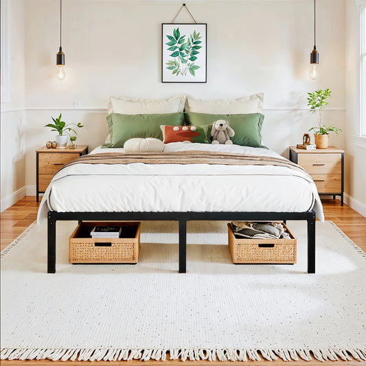 HOOMIC Metal Platform Bed Frame With Storage Space Easy Assembly