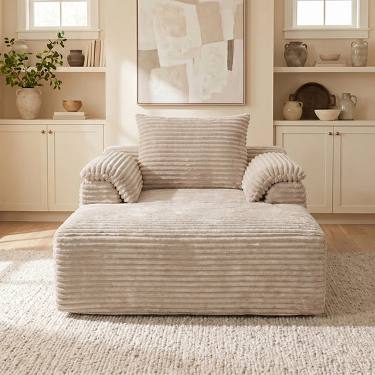 67" Oversized Sofa Bed, Corduroy Fabric Lounge Chair with Armrests & Pillows, Soft Cushioned Comfort Sleeper Reading Chair, Ideal for Living Room, Bedroom, Home Theater